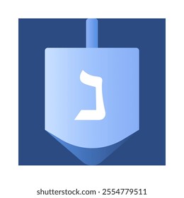 Vector Hanukkah dreidel emblem.Festive icon in blue and white colors.Jewish festival of lights symbol for prints,covers,invitations,social media.