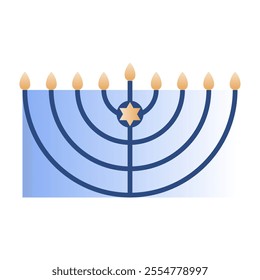 Vector Hanukkah menorah emblem.Festive icon in blue,gold and white colors.Jewish festival of lights symbol for prints,covers,invitations,social media.