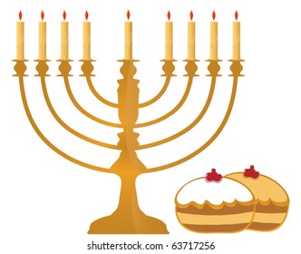 Vector Hanukkah Symbols Illustration