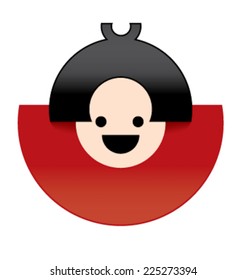 Vector happiness concept, happy woman.