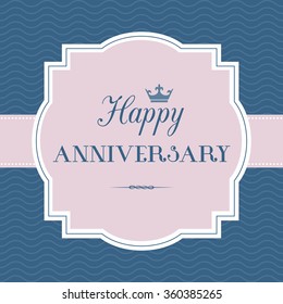 Vector Happy Anniversary Template With Vintage Frame