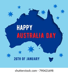 Vector Happy Australia Day card with silhouette map