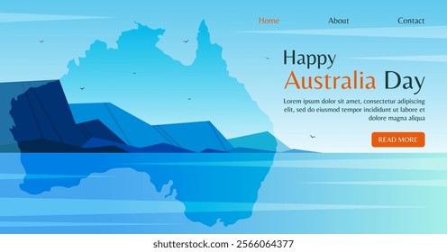 Vector Happy Australia day holiday on January 26. Festive greeting banner, poster with text and coastline. The Twelve Apostles