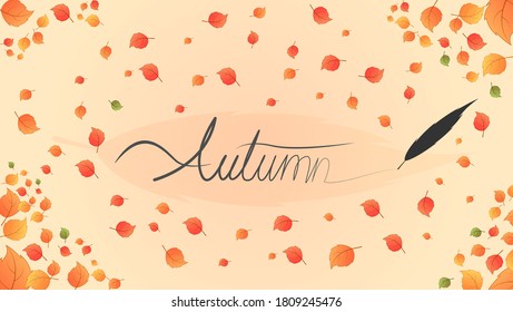 vector happy autumn background with handwritting font