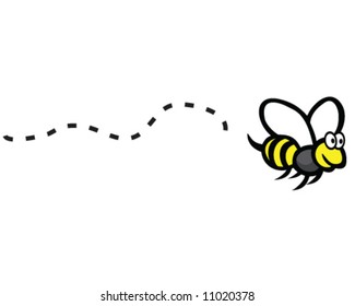 vector of happy bee with flight path