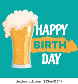 vector happy birtday greeting card with beer mug 