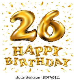 Vector Happy Birthday 26rd Celebration Gold Stock Vector (Royalty Free ...