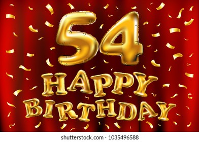 Vector Happy Birthday 54th Celebration Gold Stock Vector (Royalty Free ...