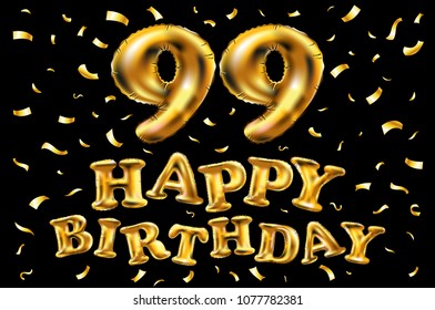 Vector Happy Birthday 99th Celebration Gold Stock Vector (Royalty Free