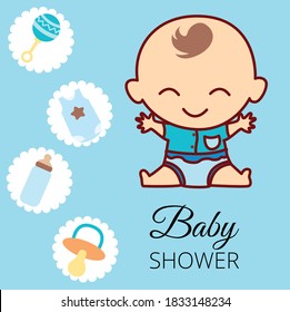 vector happy birthday baby boy and girl shower for newborn celebration greeting and invitation card or note 