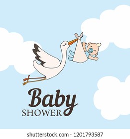 vector happy birthday baby shower for newborn celebration greeting and invitation card or note there