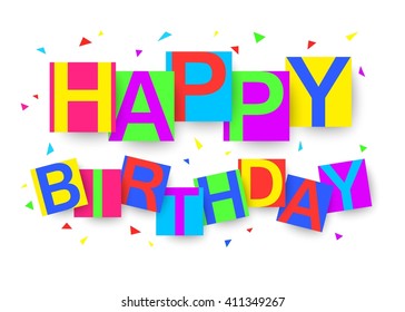 Vector happy birthday background with confetti
