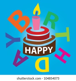 Vector - Happy birthday with cake.