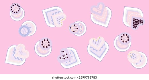 vector happy birthday cakes background. cute background.