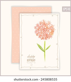 Vector Happy Birthday card. Based on watercolor flowers.