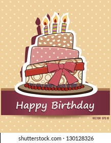 Vector happy birthday card. Birthday cake. Vector Illustration.Colorful birthday.