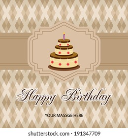 Vector happy birthday card with Birthday cake / Vector birthday cake 