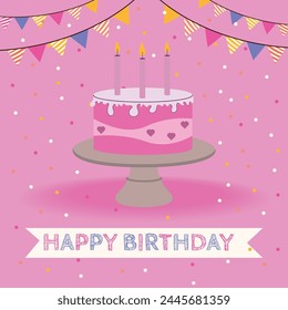 Vector happy birthday card in cartoon style