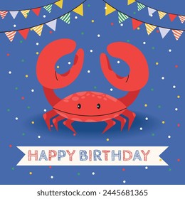 Vector happy birthday card in cartoon style