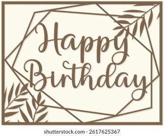 Vector happy birthday card. Layered paper cut Flowers and Butterflies. Paper cut out design. Shadow box style. 3D design