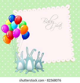 Vector happy birthday card with rabbits
