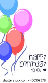 vector happy birthday card template with colorful party balloon with love icon