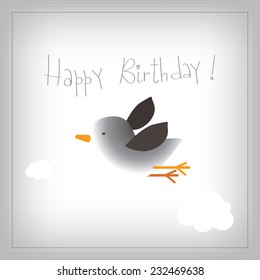 Vector happy birthday children greeting card, birthday invitation. Kids Anniversary celebration greeting card. 