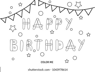 Vector happy birthday coloring card