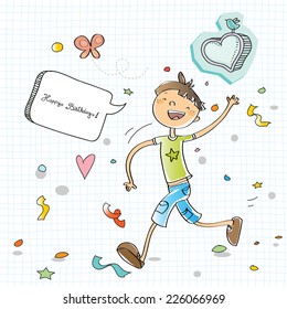 Vector happy birthday fun greeting card