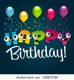 Vector happy birthday greeting card.