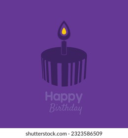 vector happy birthday greeting card. illustration of colorful beautiful cake and candle.