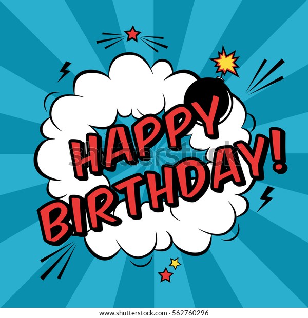 Vector Happy Birthday Greeting Card Comic Stock Vector Royalty Free