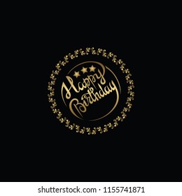 Vector Happy Birthday hand lettering for greeting or invitation card. Natal day background. Holiday typography poster, 5k