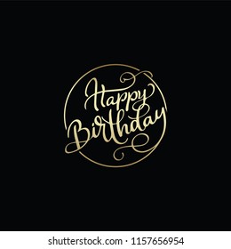 Vector Happy Birthday hand lettering for greeting or invitation card. Holiday typography poster, 5k