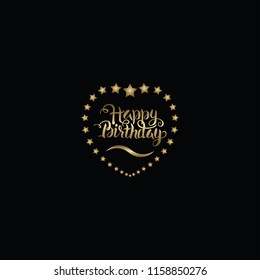 Vector Happy Birthday hand lettering in love, circle, apple for greeting or invitation card. Holiday typography poster, 5k