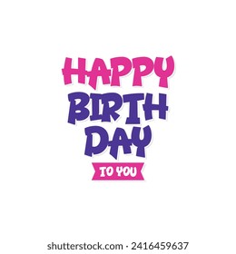 Vector happy birthday lettering text banner with party element for celebration