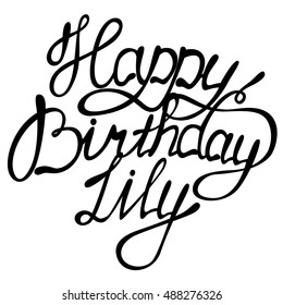 Vector Happy Birthday Lily Lettering Stock Vector (Royalty Free ...