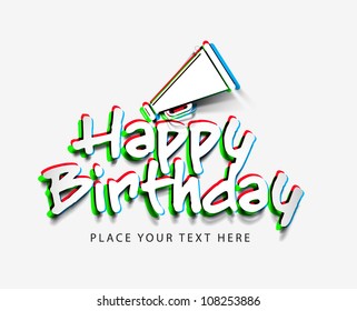 vector happy birthday with loudspeaker background