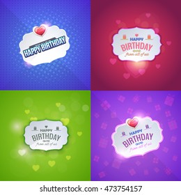 Vector Happy Birthday Message, Greeting Card Vector Design Set