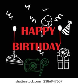  cumpleaños feliz de vector con letras rojas