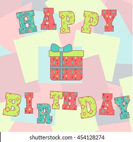 Vector happy Birthday text. Illustration of congratulation.