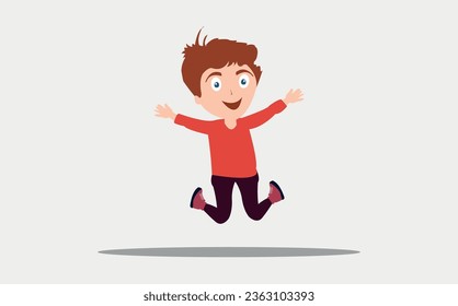 vector happy boy jumping cartoon character