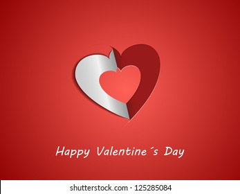 Vector Happy Valentine´s card, heart sticker on red background