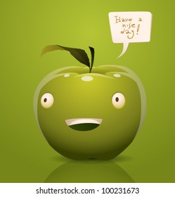 Vector happy cartoon apple