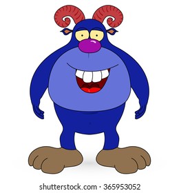 Vector Happy cartoon blue monstro. 