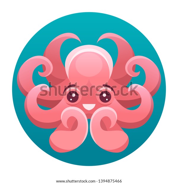 Vector Happy Cartoon Cute Octopus Icon Stock Vector (Royalty Free ...