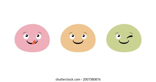 Vector Happy Cartoon Mochi Illustration Isolated on White Backgorund.
