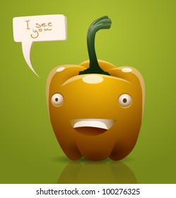 Vector happy cartoon yellow pepper