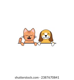 diseño plano para gatos y perros con feliz vectores
