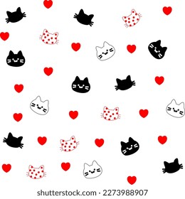 vector of happy cats seamless pattern. flat color design illustration. isolated on white background.
